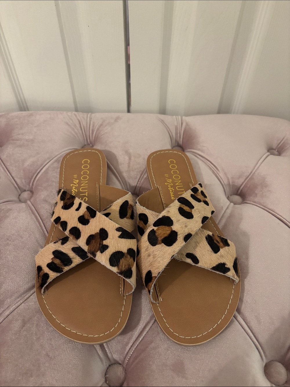 Coconuts by Matisse Leopard Print Crisscross Slide Sandals - Brown/Tan/Black